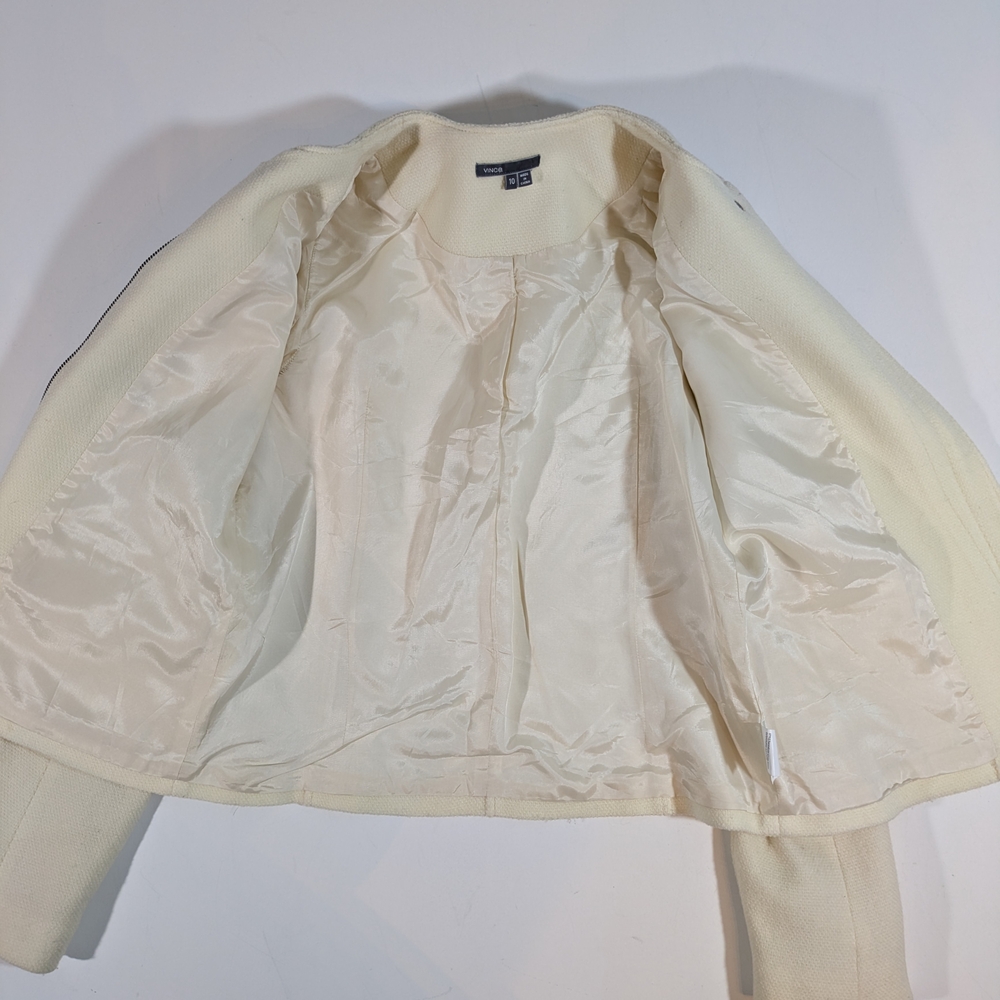 Vince Cream Wool Blend Blazer Jacket - Zipper Detail - Size 10 - Picture 5 of 16